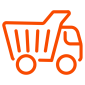 Orange dump truck icon illustration